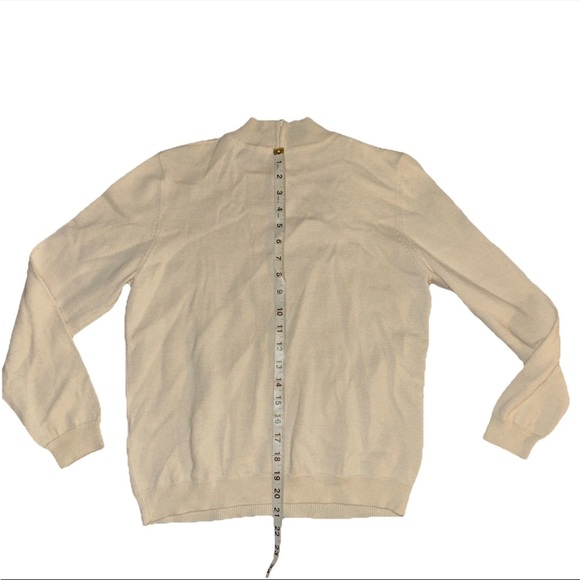 Vintage Alfred Dunner Sweater M Petite Cream Purple Floral Embroidered Grandma - Picture 4 of 4